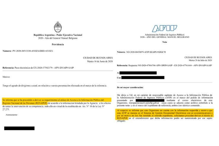 Anses y Afip, pedido de datoso