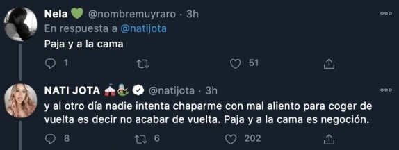 La picante respuesta de Nati Jota