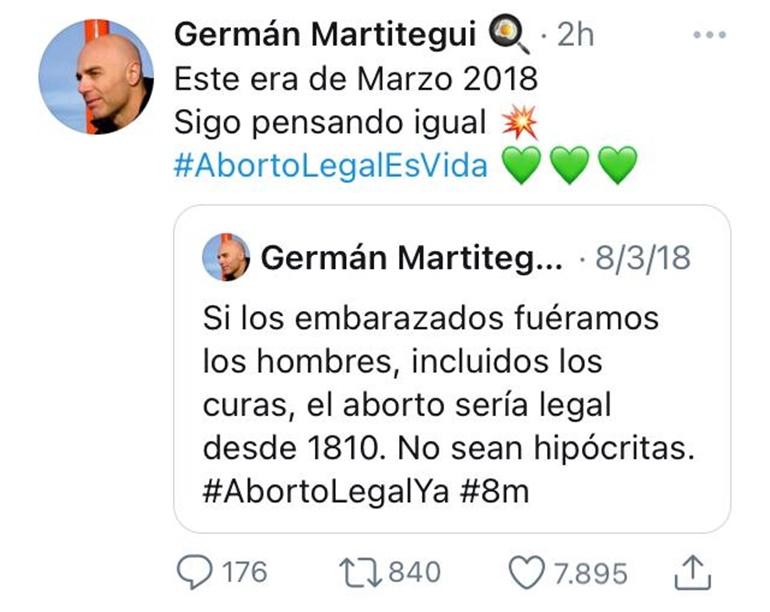 Germán Martitegui se pronunció a favor del aborto