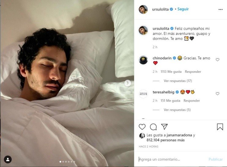 El posteo de Úrsula Corberó por el cumpleaños del Chino Darín El posteo de Úrsula Corberó por el cumpleaños del Chino Darín