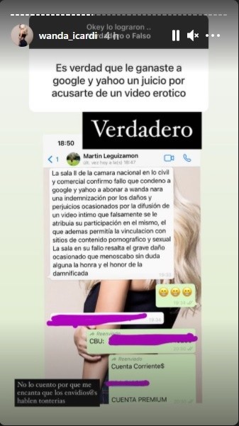 Wanda Nara habló de su juicio a las empresas de internet