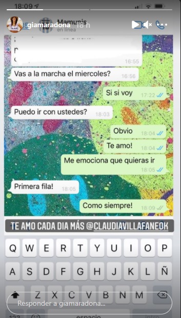 El intercambio de mensajes de Claudia Villafañe y Gianinna Maradona