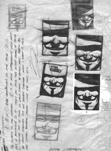 Bocetos de David Lloyd para &#039;V de Vendetta&#039;
