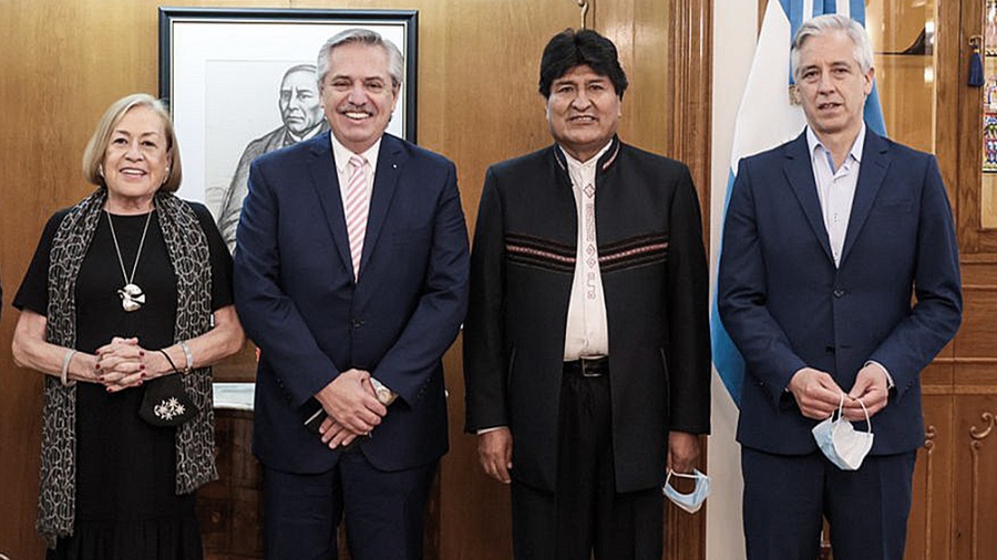 La embajadora de Mxico en la Argentina Liliana Rossbach Surez Alberto Fernndez Evo Morales y Garca Linera Foto Archivo 