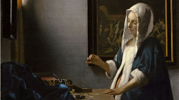 'Mujer sosteniendo una balanza', de Vermeer. Detalle