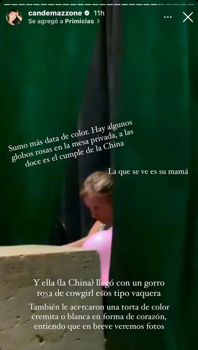 La mamá de la China Suárez en el festejo de los 32 años de su hija (Foto: captura de Instagram de Cande Mazzone).